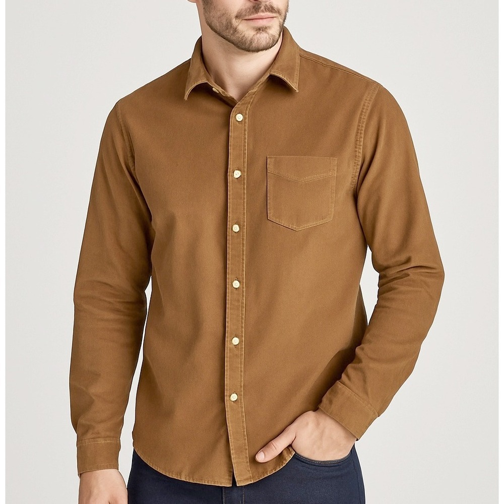 UNTUCKit Men's Casual Button-Down Shirt in Caramel Brown